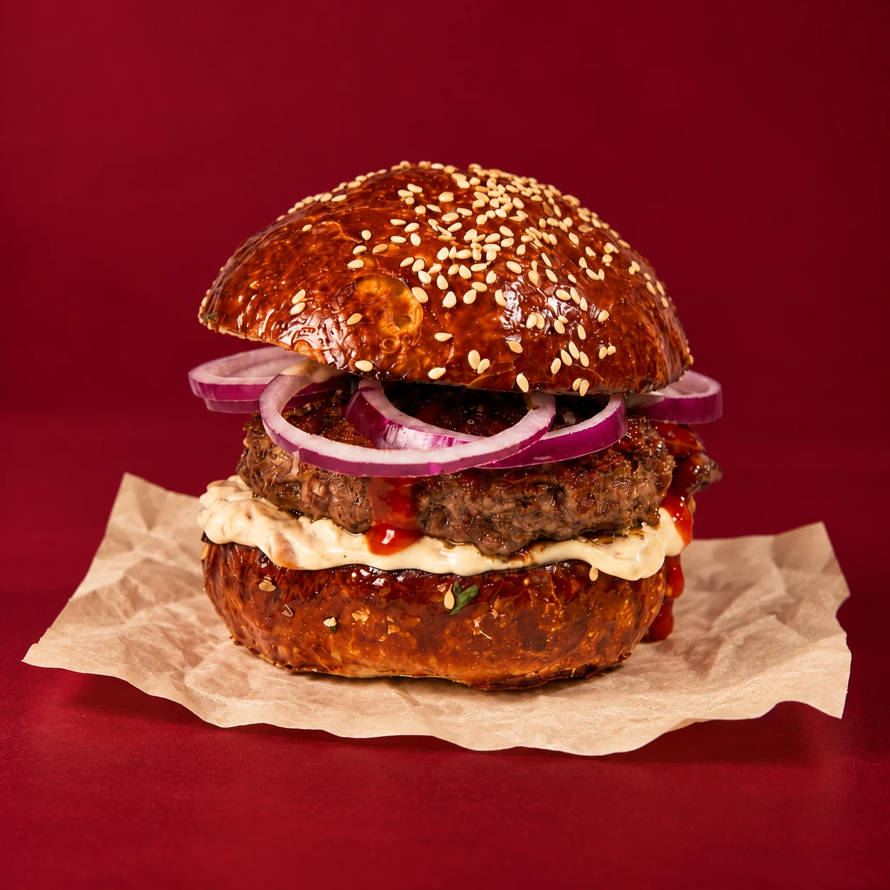 Jalapeno Burger на бордовом фоне — SNATCH